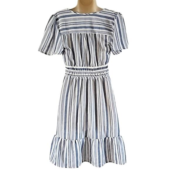 Monteau Los Angeles Women’s V-Neck Striped Dress Size Small NWOT Blue White - Picture 6 of 6